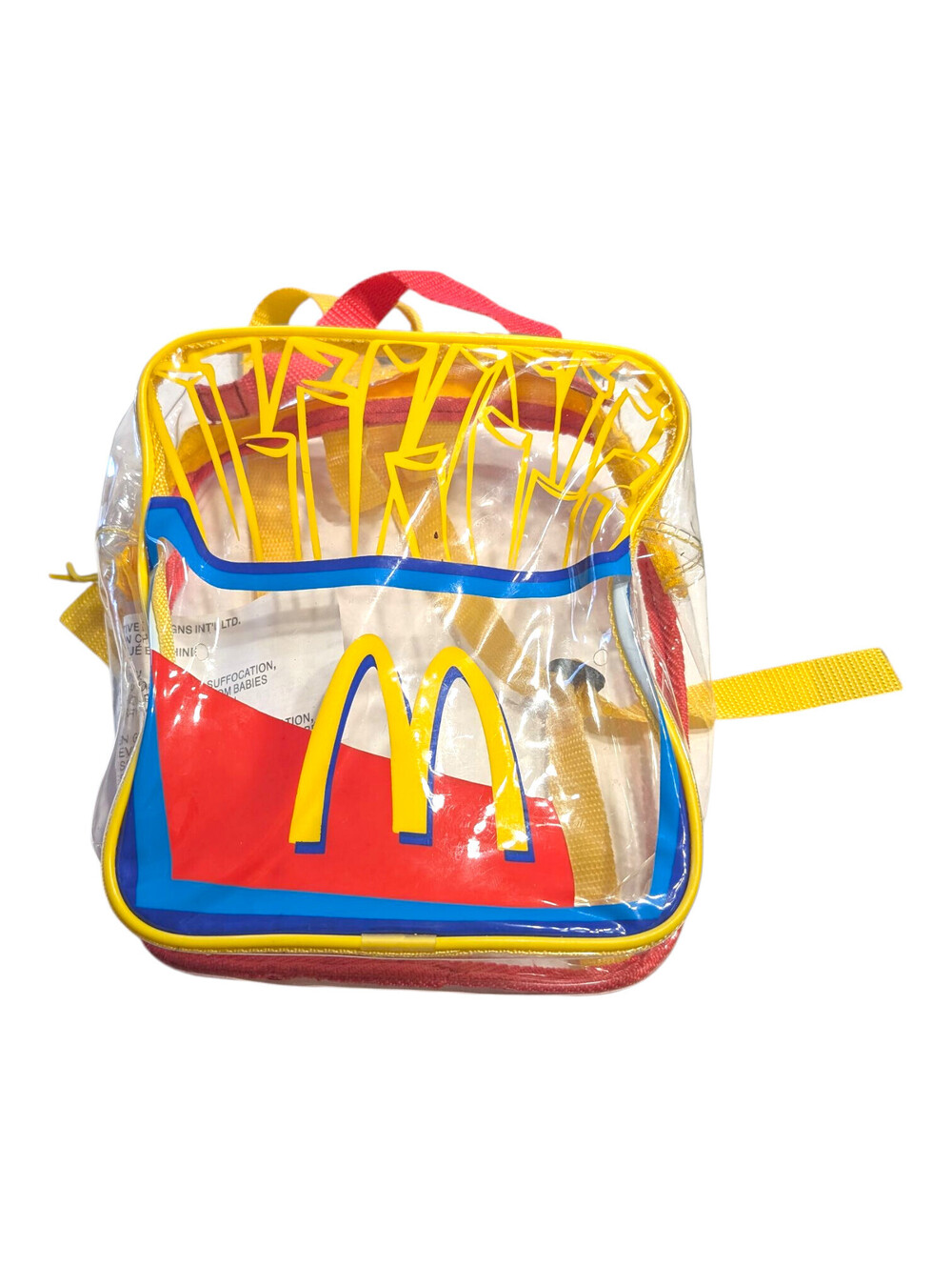 McDonalds Clear Vinyl Mini Backpack Bag French Fries 1994 Like New